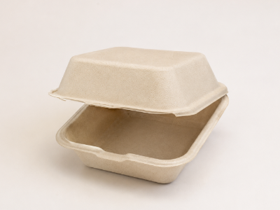 6x6x3 Bagasse Burger Clamshell