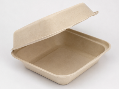 8x8x3 Bagasse Clamshell 1 Compartment