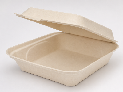 9x9x3 Bagasse Clamshell 1 Compartment