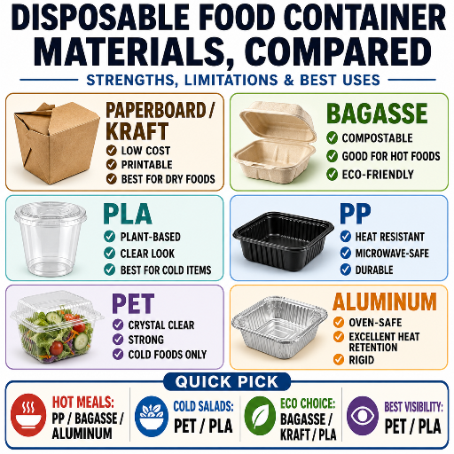 Disposable Food Container Materials, Compared