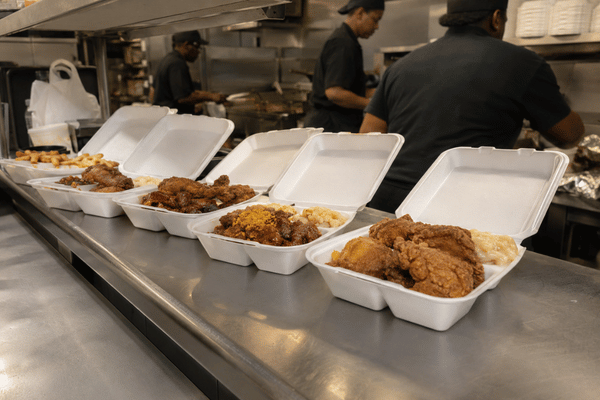 Restaurants and carryout foam hinged containers
