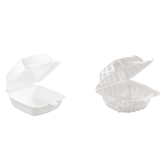 Compostable vs Styrofoam & Conventional Plastic Clamshells