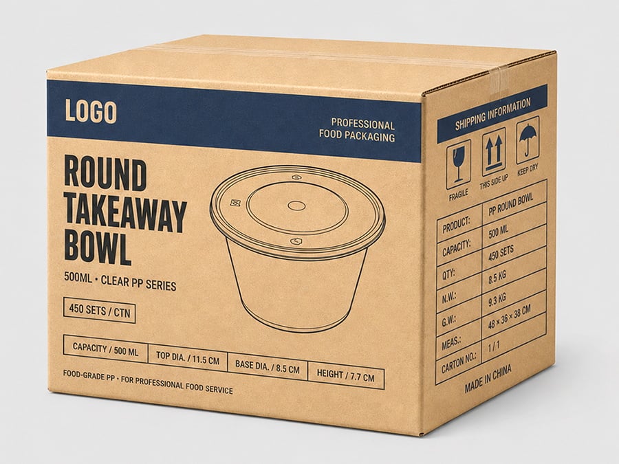 Custom carton size and logo printing for global export requirements
