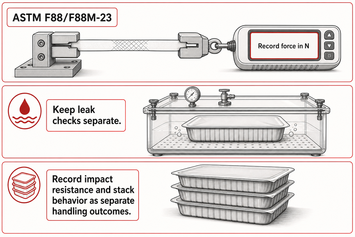Seal strength, leak integrity and handling behavior require separate measurements.