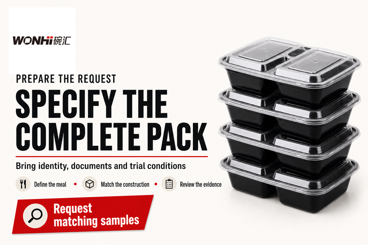 Send Wonhi the meal, tray, closure and intended-use details and ask for matching samples and documents.