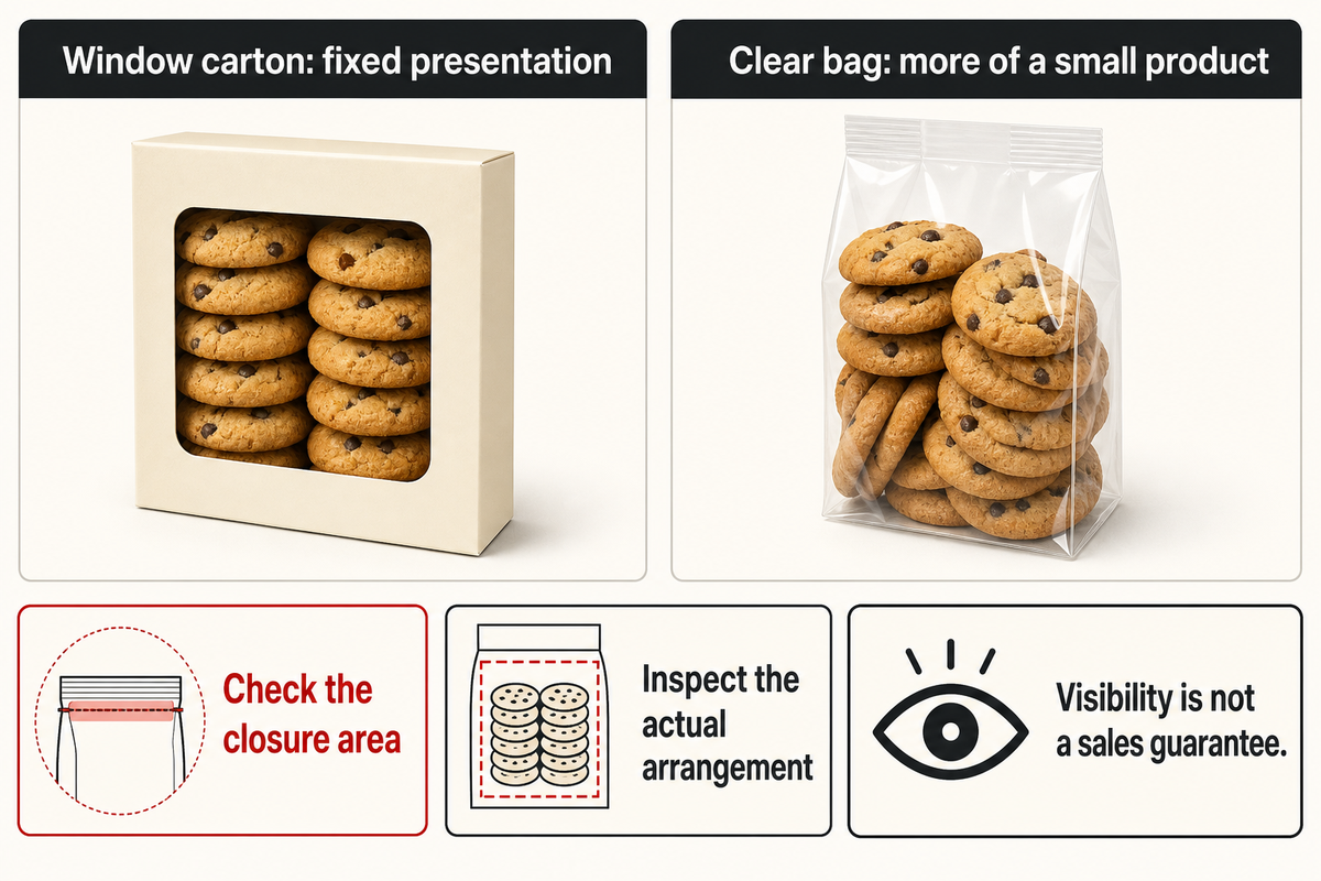 Inspect the filled view and closure; the cited 2020 study does not establish bakery sales gains.