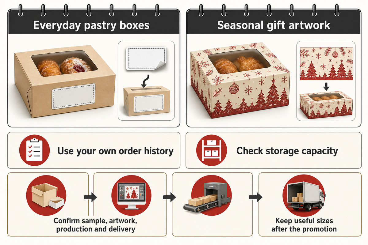 Plan from bakery sales and stock capacity; supplier launches do not establish local demand.
