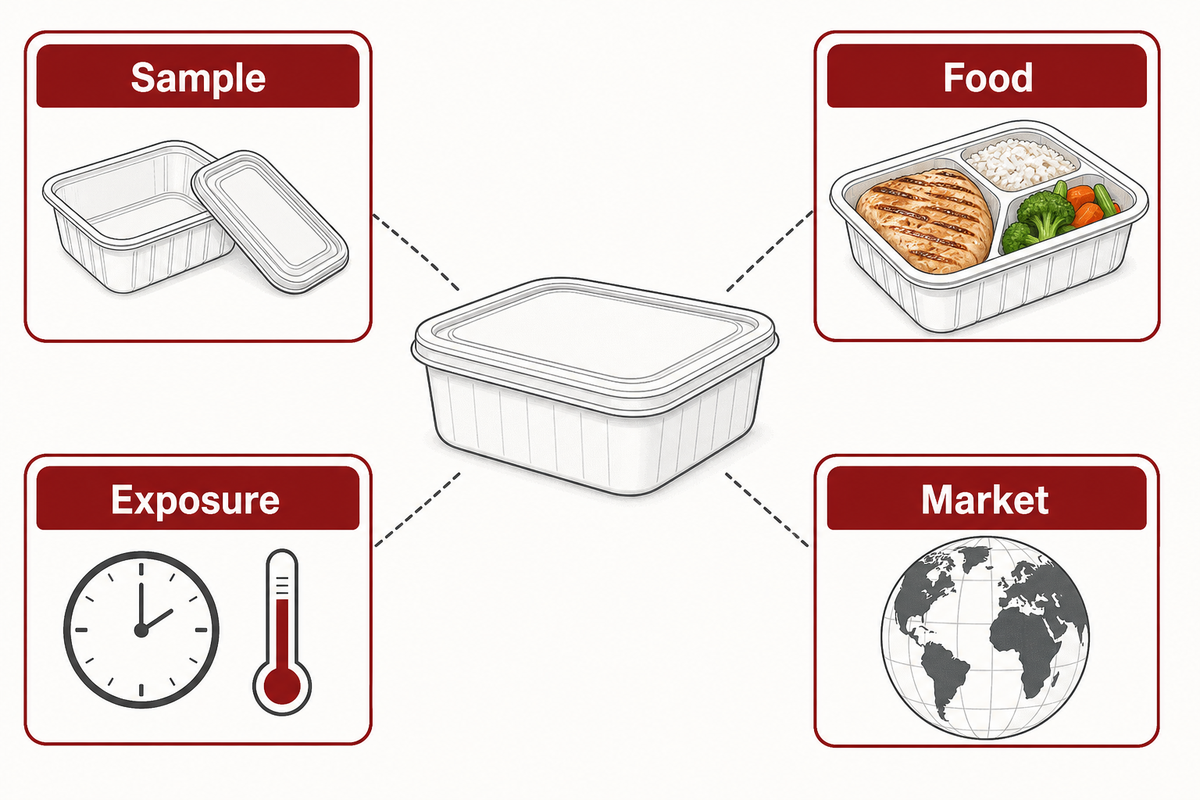 A report must represent the sample, food, exposure and market.