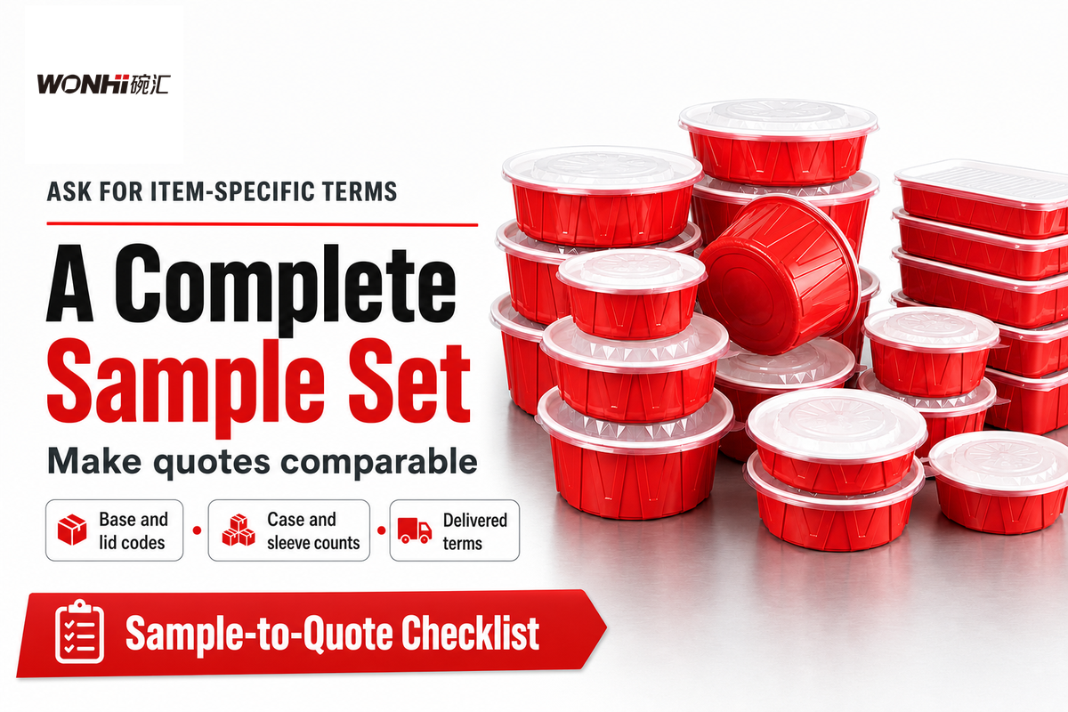 Compare item-specific samples and complete-pack quotes, including component codes, pack counts and delivered terms.