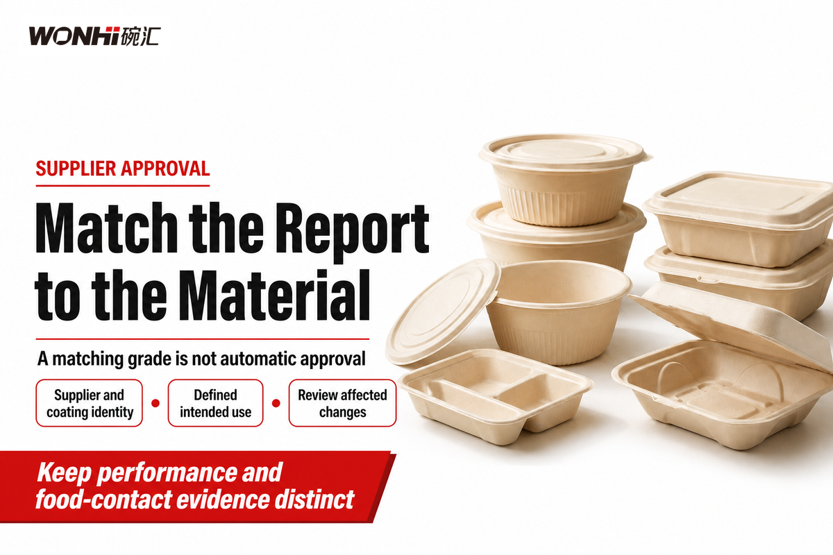 Match supplier, material and use to supporting reports; FDA FCN scope is manufacturer, substance and use specific.