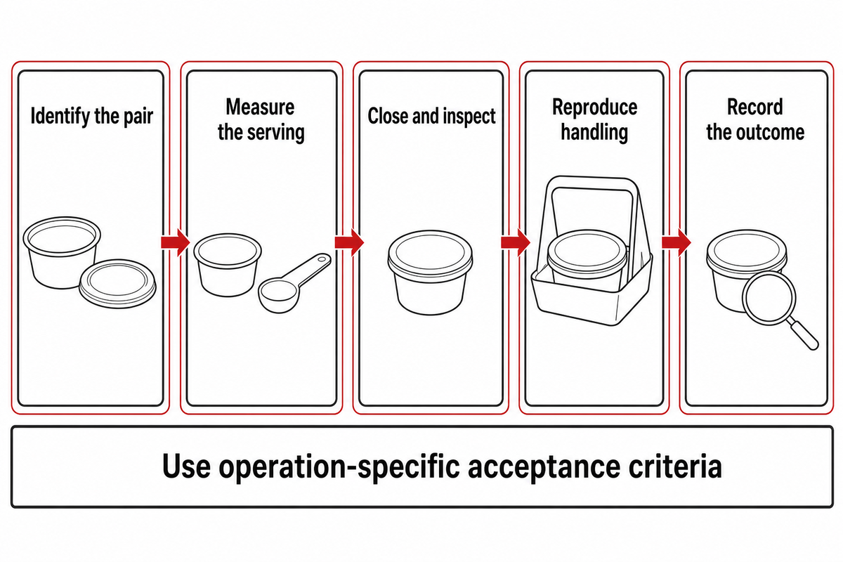 Identify, fill, close, handle and record the complete sample pair using acceptance criteria chosen for the operation.