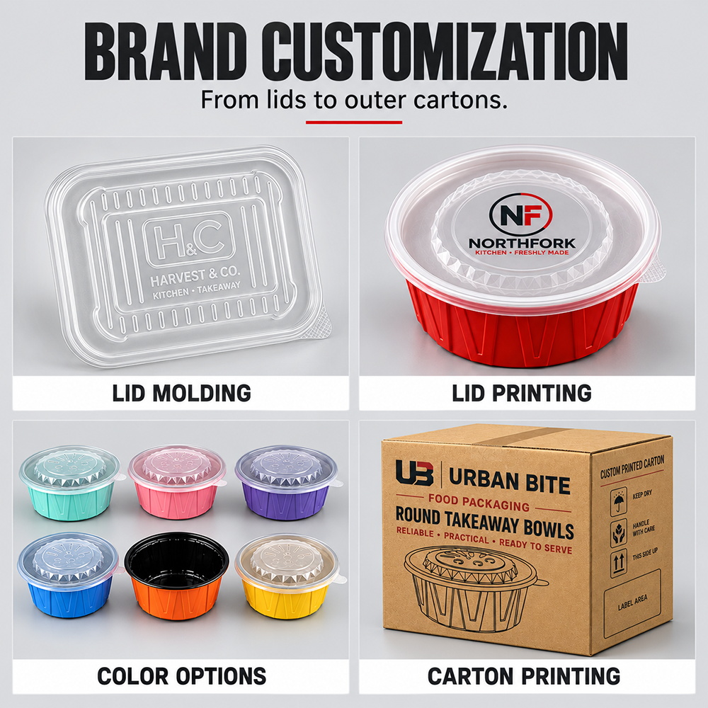 Custom lid molding, lid printing, color options and printed cartons