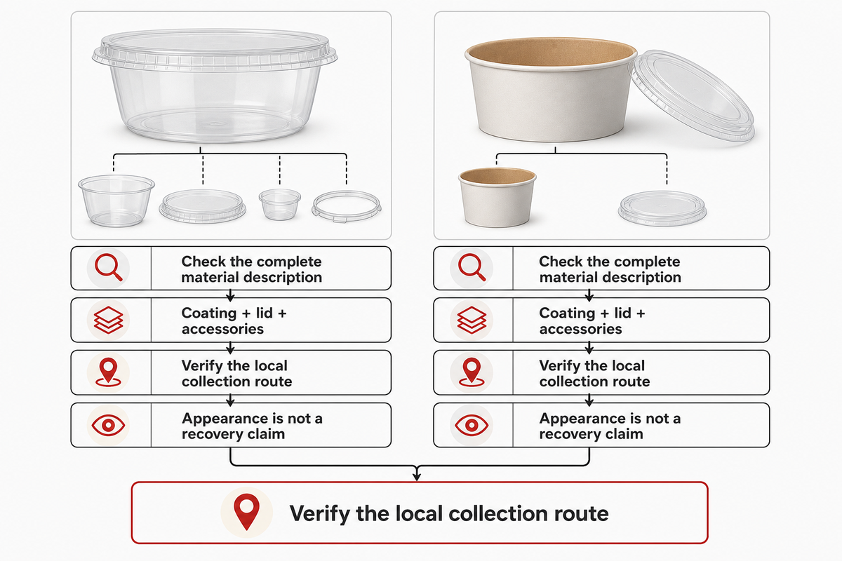 Coating, lid and local collection determine the disposal claim; EPA-based buying boundary.