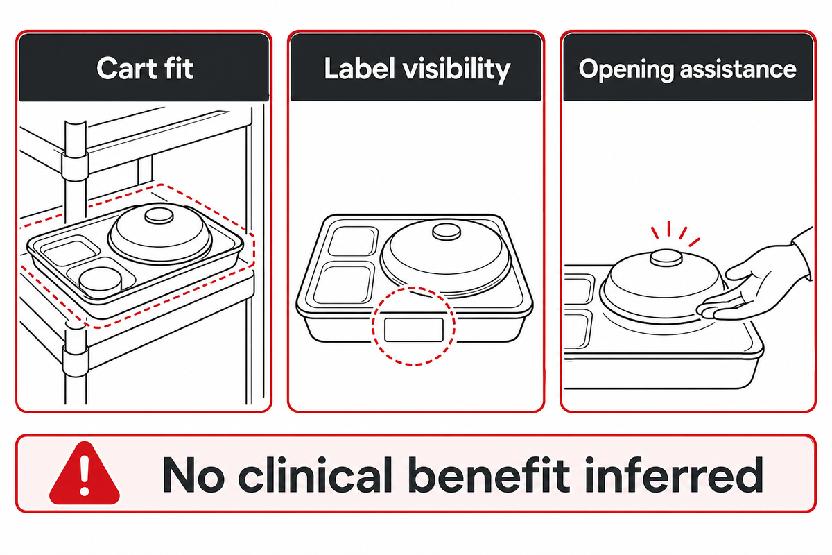Hospital meals in healthcare: cart fit and patient opening access
